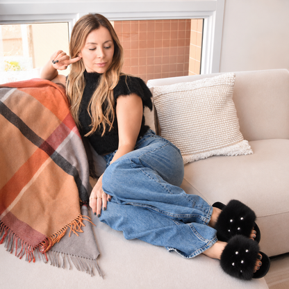 Karol Pearl Plush Slippers