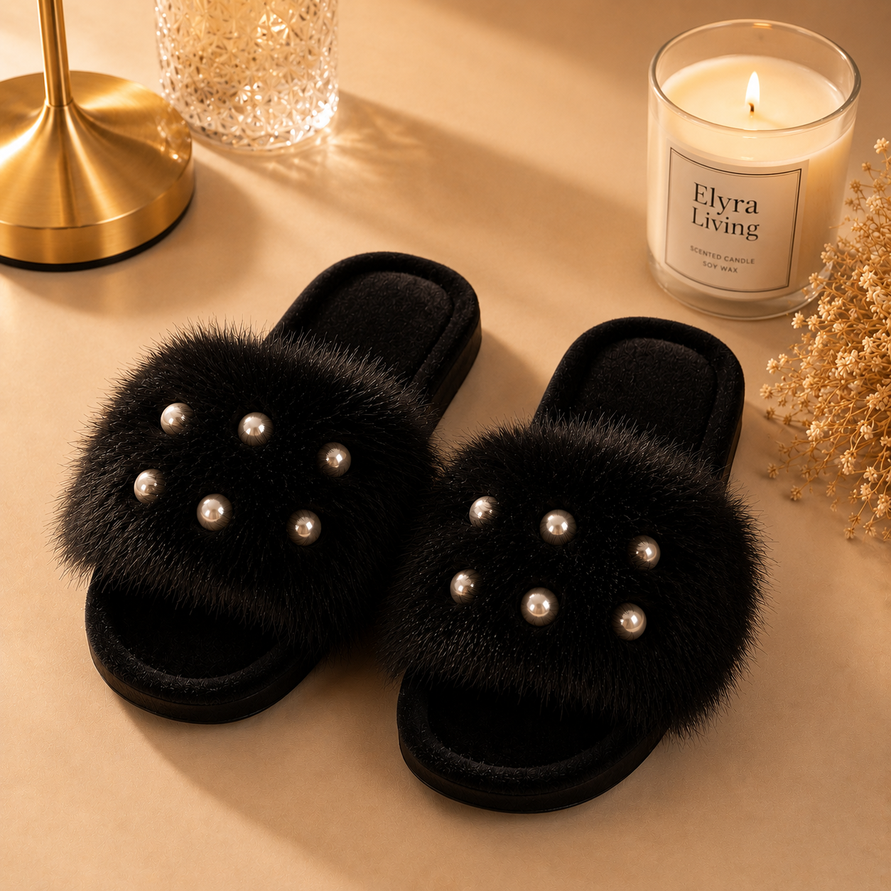 Karol Pearl Plush Slippers