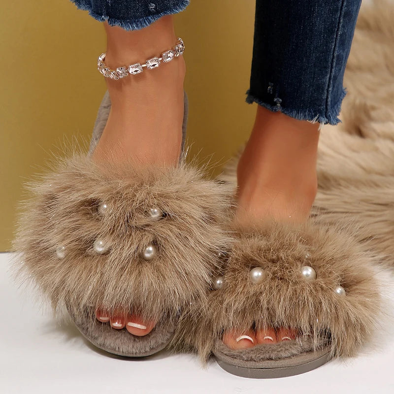 Karol Pearl Plush Slippers