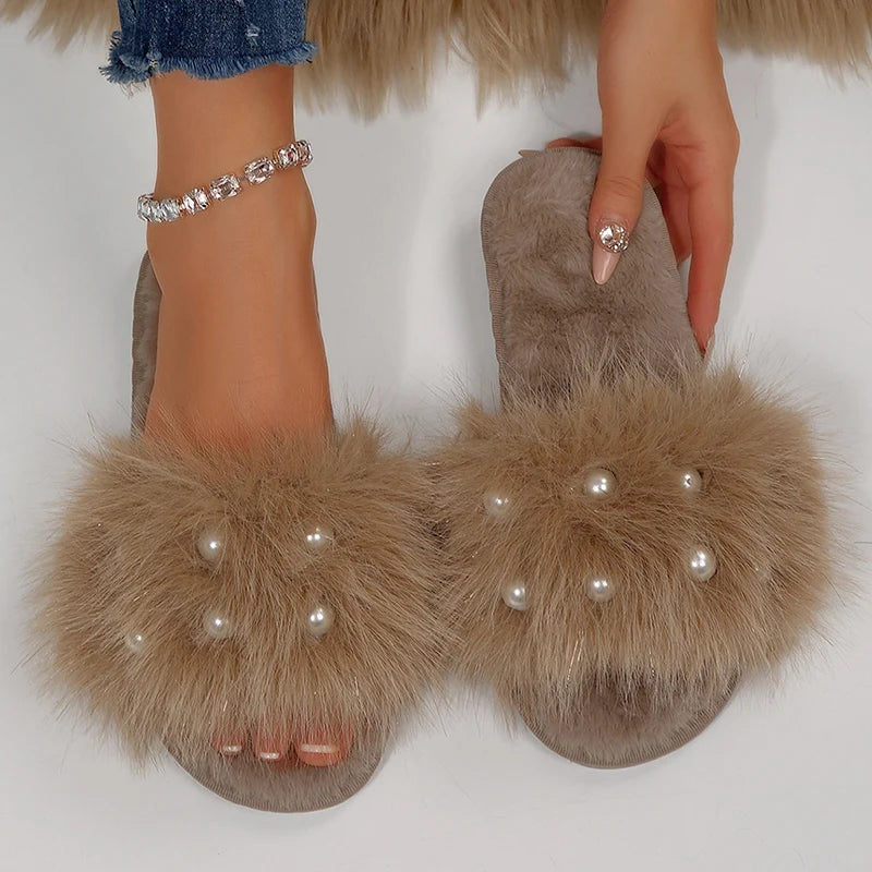 Karol Pearl Plush Slippers