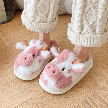 Cozy Cow Plush Slippers
