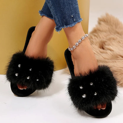 Karol Pearl Plush Slippers