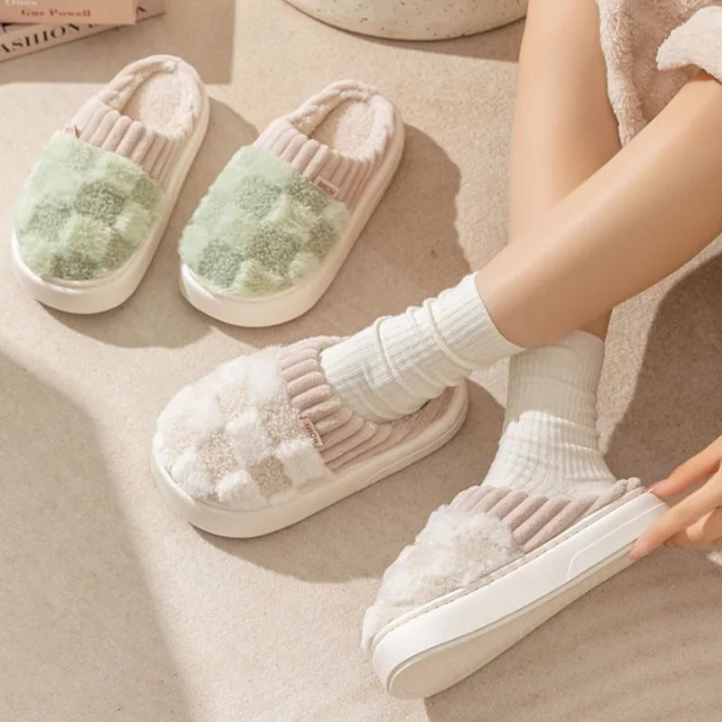Elisa Check Plush Slippers
